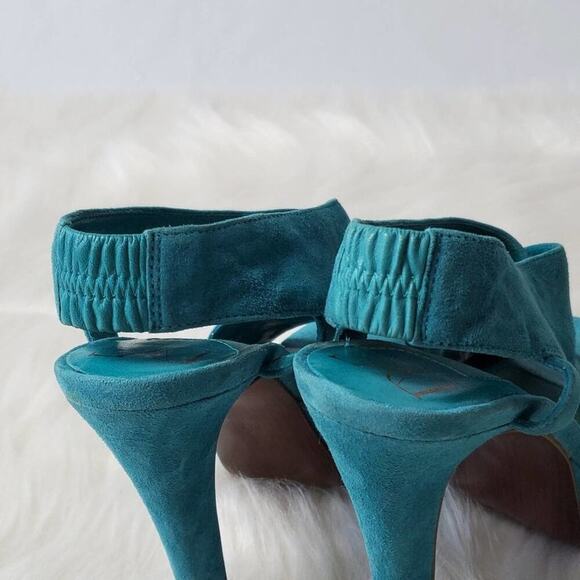 Diane Von Furstenberg Suede Criss Cross Platform Heels - 6 - Picture 6 of 13